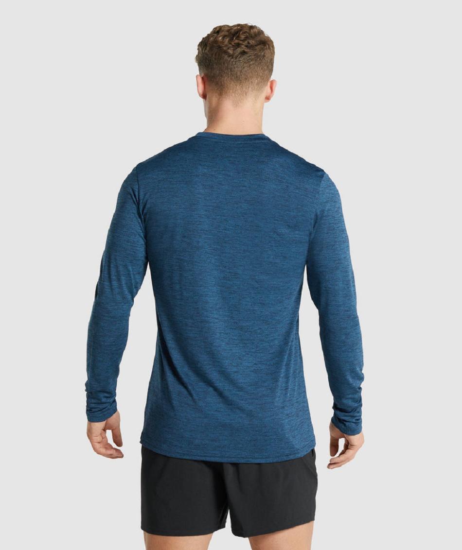 Long Sleeve Gymshark Arrival Marl Hombre Azul Marino | CO 3514JPQ